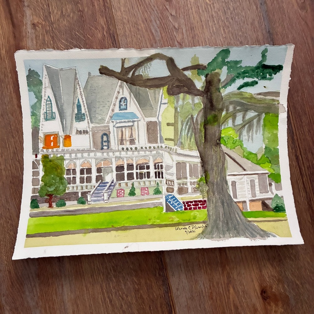 Warren C Plauche Original Watercolor Ardoyne Plantation Louisiana Art 2021 11x15